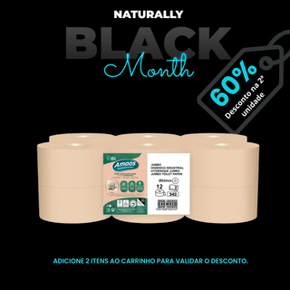 Papel Higiénico Industrial Amoos Naturally Soft - 12 Rolos de 120 Metros