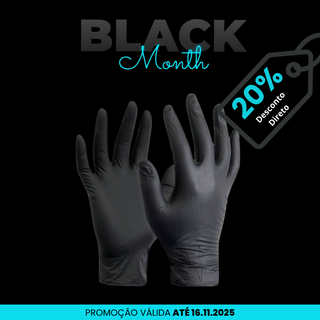 Luvas de Nitrilo Pretas Descartáveis - Caixa com 100 Unidades