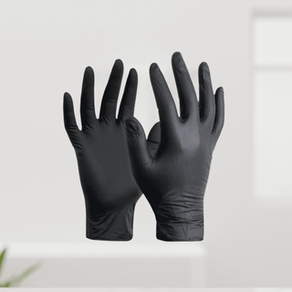 Guantes de nitrilo negros de tamaño extra grueso
 Caja de 100