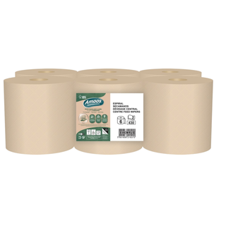 Rolo Espiral/Chaminé Industrial Amoos Naturally Soft 2F - 6 Rolos de 125 Metros
